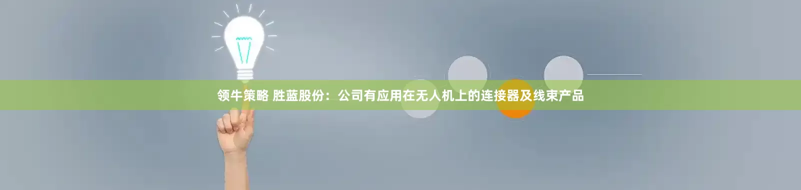 领牛策略 胜蓝股份：公司有应用在无人机上的连接器及线束产品